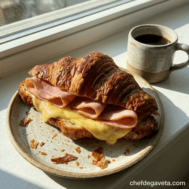 Croissant de Presunto e Queijo na Air Fryer