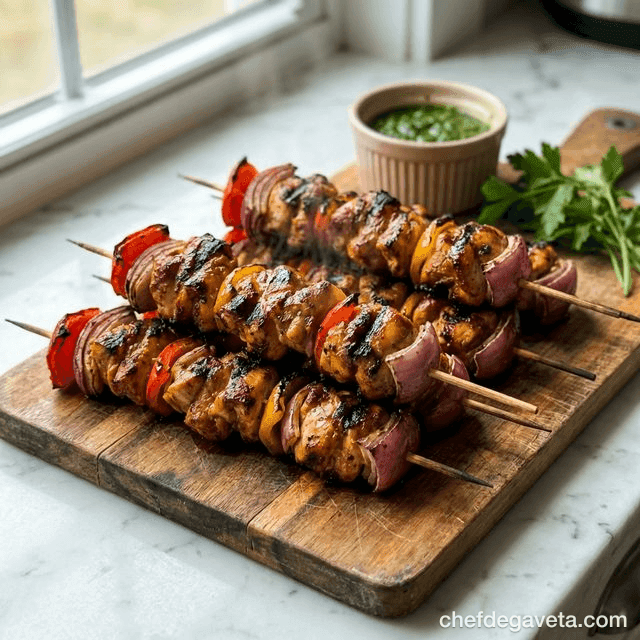 Espetinho de Frango Temperado na Air Fryer