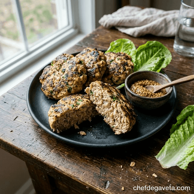 Hambúrguer Fit de Frango com Aveia, organizado em pote de marmita — marmitas da semana, fit