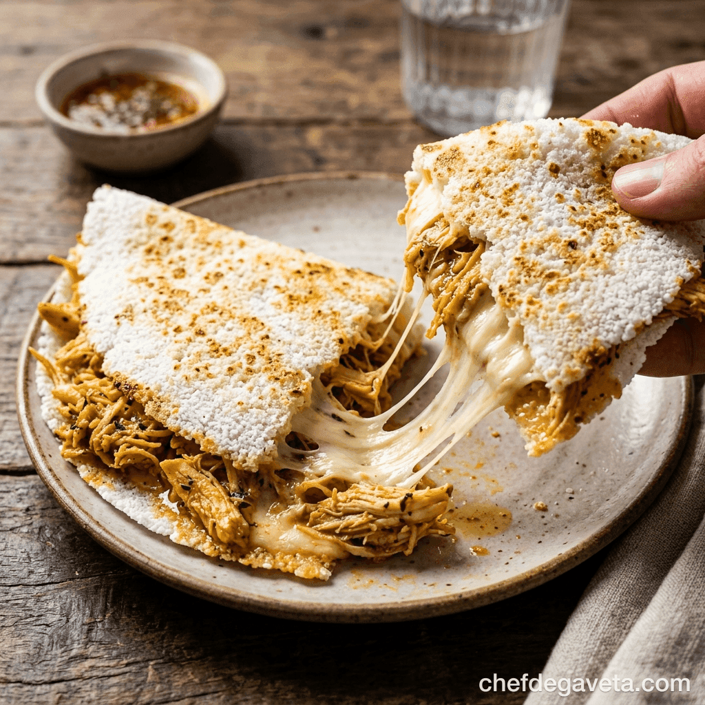 Tapioca Recheada Fit de Frango Desfiado
