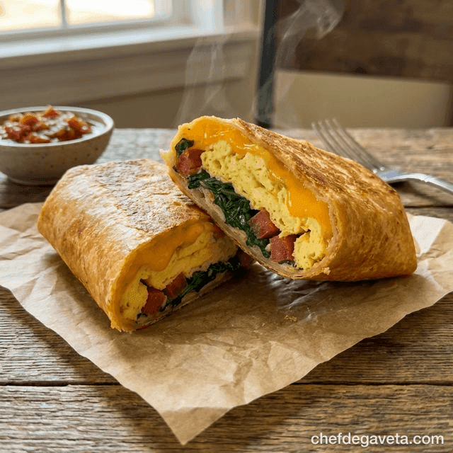 Wrap de Ovo e Vegetais na Air Fryer