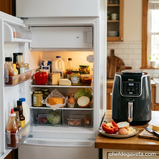 Receita na Air Fryer Com o Que Tenho em Casa, pronto em prato branco sobre mesa de madeira — receitas rápidas, receita rapida
