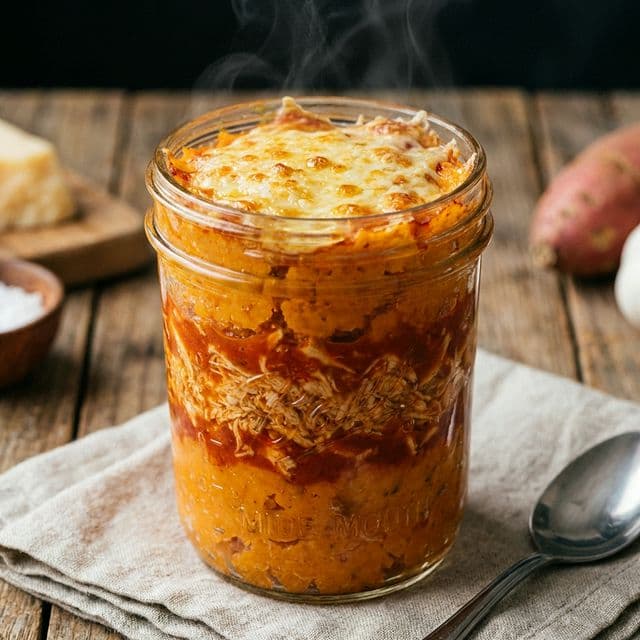 Escondidinho de Batata Doce com Frango Desfiado