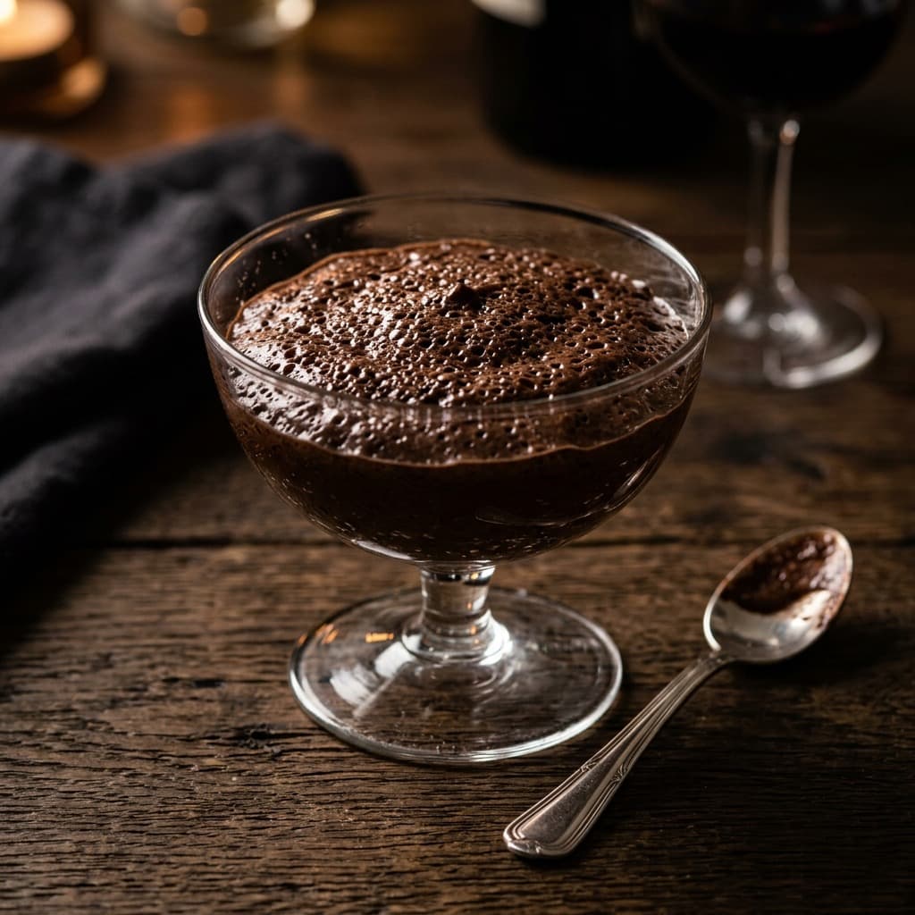 Mousse de Chocolate com 3 Ingredientes, apresentado em prato de sobremesa com acabamento caprichado — sobremesas, Chocolate