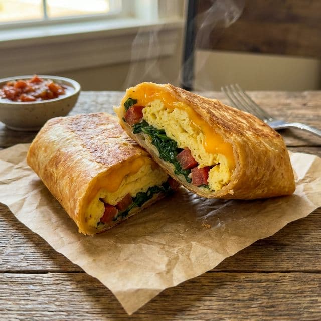 Wrap de Ovo e Vegetais na Air Fryer